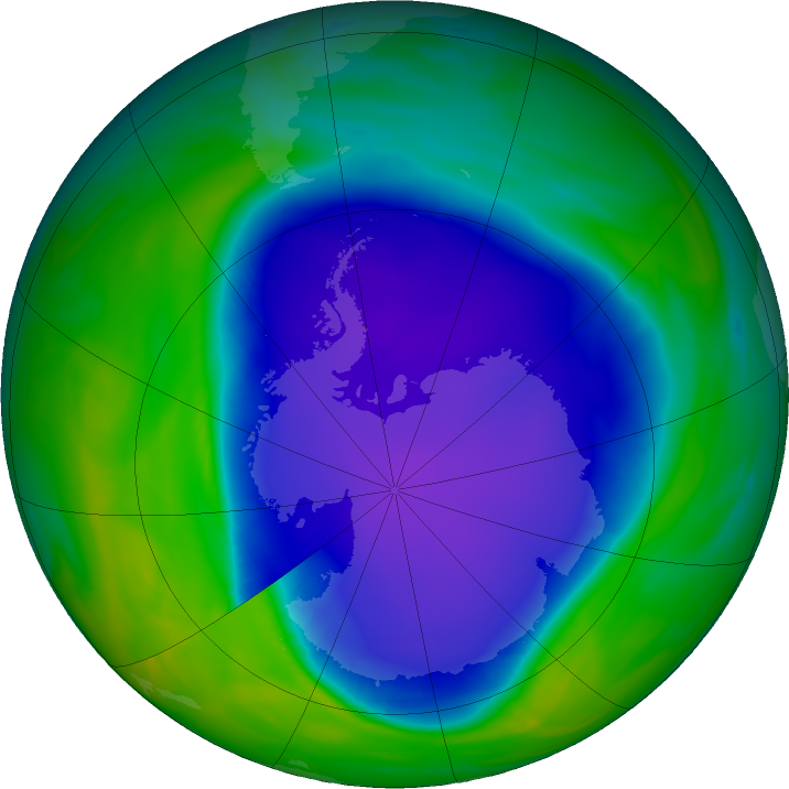 Antarctic ozone map for 19 October 2022